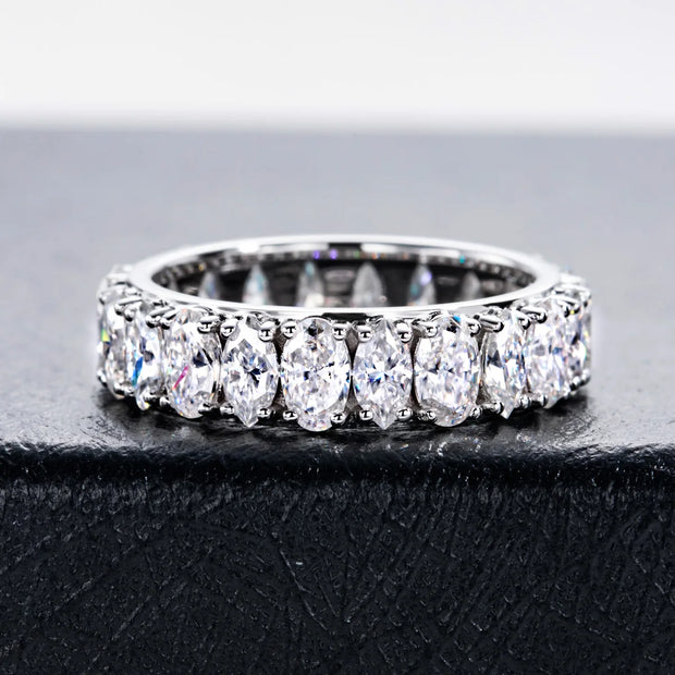 0.5ct Moissanite Dual-Cut Wedding Band – 925 Silver Fine Jewelry