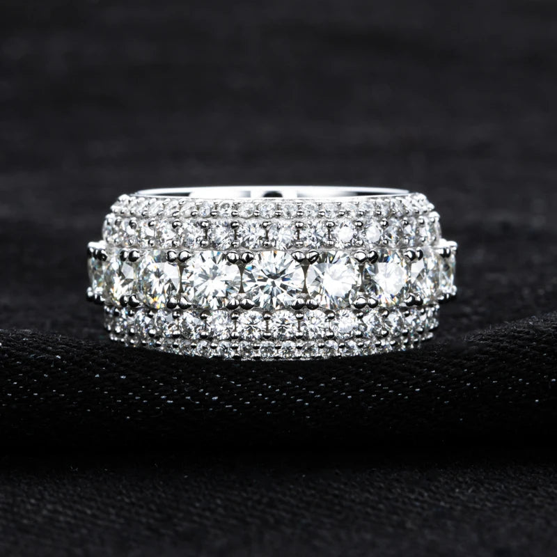 8.46cttw Moissanite Iced-Out Ring – 925 Silver