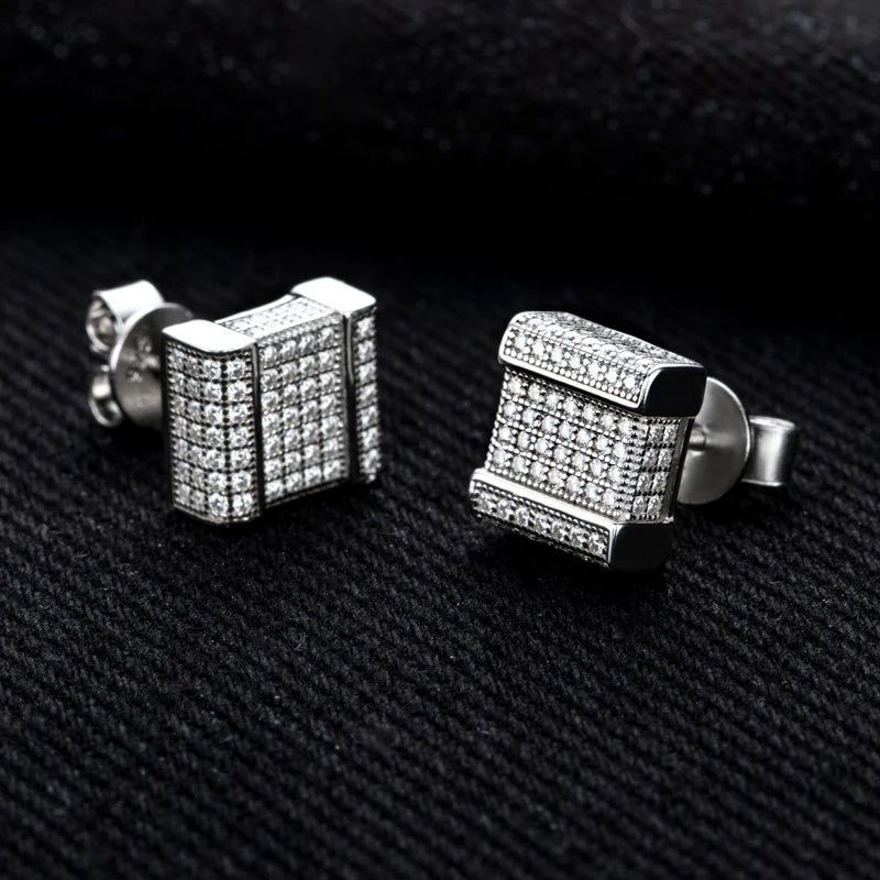 Moissanite Square Stud Earrings – 925 Silver