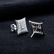 Moissanite Square Stud Earrings – 925 Silver Iced Out Jewelry