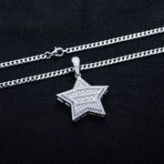 1.8ct Moissanite Lucky Star Pendant – 925 Sterling Silver Hip Hop Necklace for Men