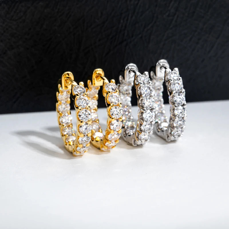 2.6cttw Moissanite Hoop Earrings – 925 Silver
