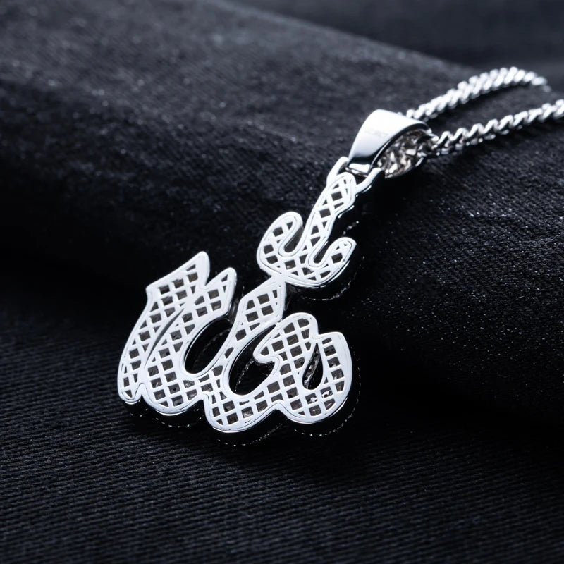 2.9cttw Moissanite Allah Pendant – 925 Silver Islamic Hip Hop Necklace