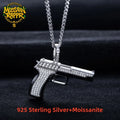 Iced Out Gun Pendant – 925 Silver Moissanite Hip Hop Necklace
