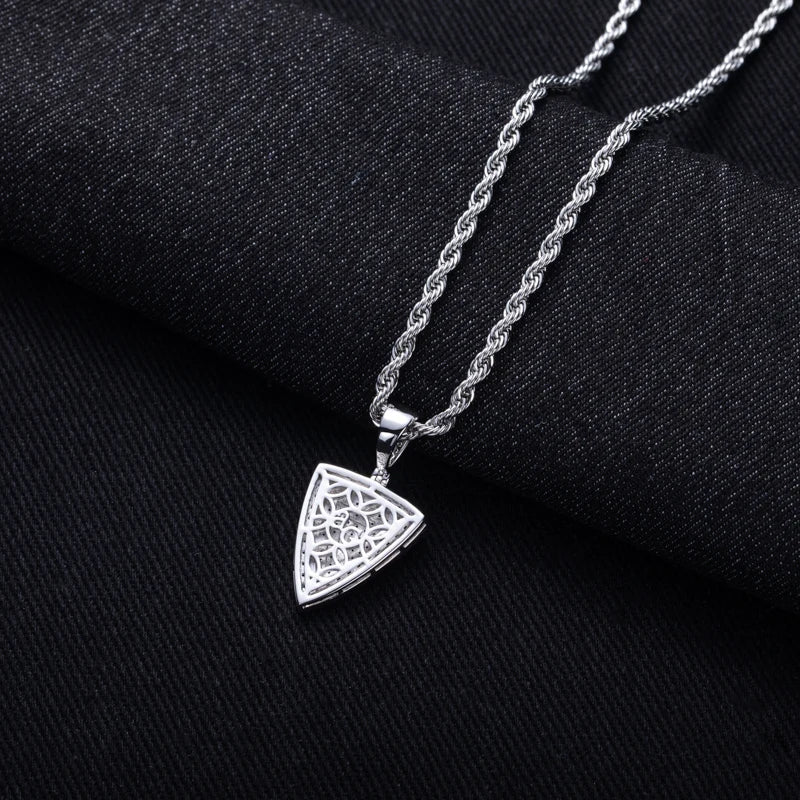 1ct Moissanite Triangle Pendant – 14K Gold Plated